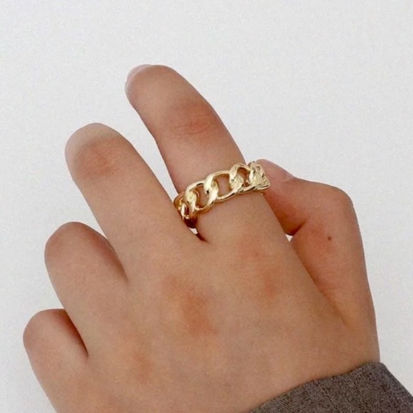 Gold Chain Link Adjustable Ring - Picture 1 of 7